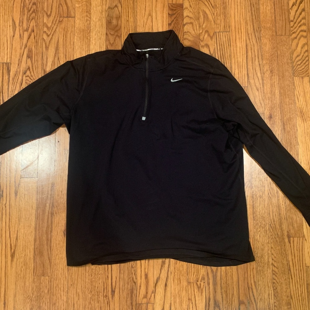 Nike Dri Fit 1/4 Zip Black Pullover Running Sweatshirt